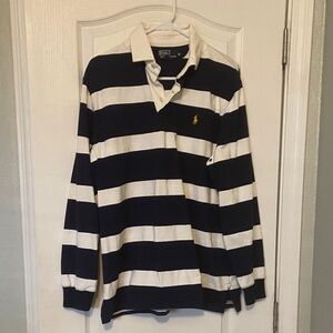 Polo by Ralph Lauren Men's Striped Long Sleeve Shirt - Navy and White